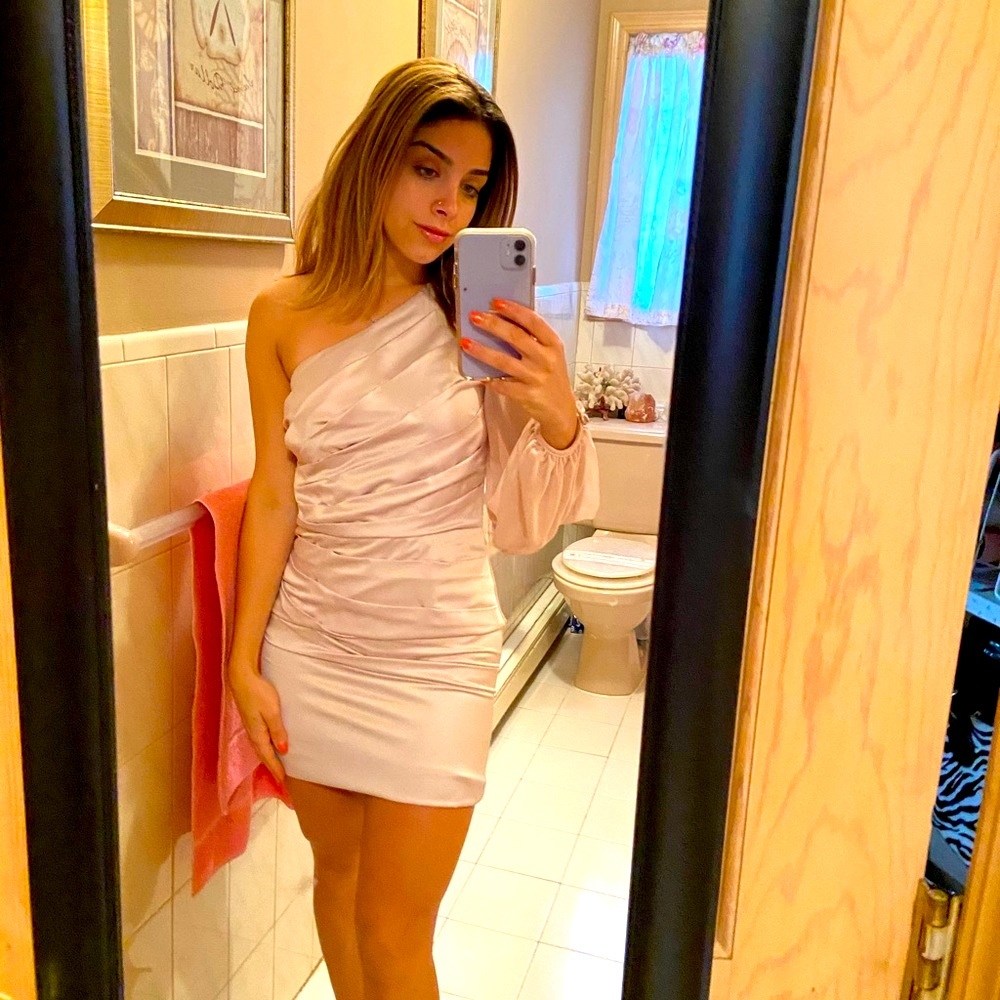 Lipsy pink one shoulder mini dress